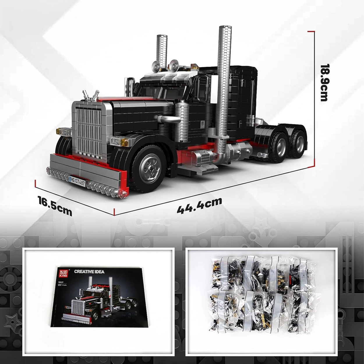 Ciężarówka American Truck Klocki Konstrukcyjne – Czarny Klasyk Szos – 1797 Elementów