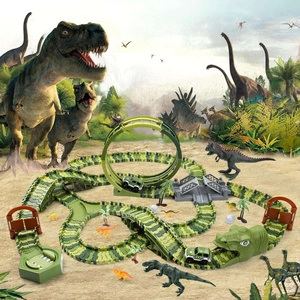 Tor Wyścigowy Mega City Dino Park Zestaw z Autkiem i Tory Dinozaurów T Rex 324 Elementów