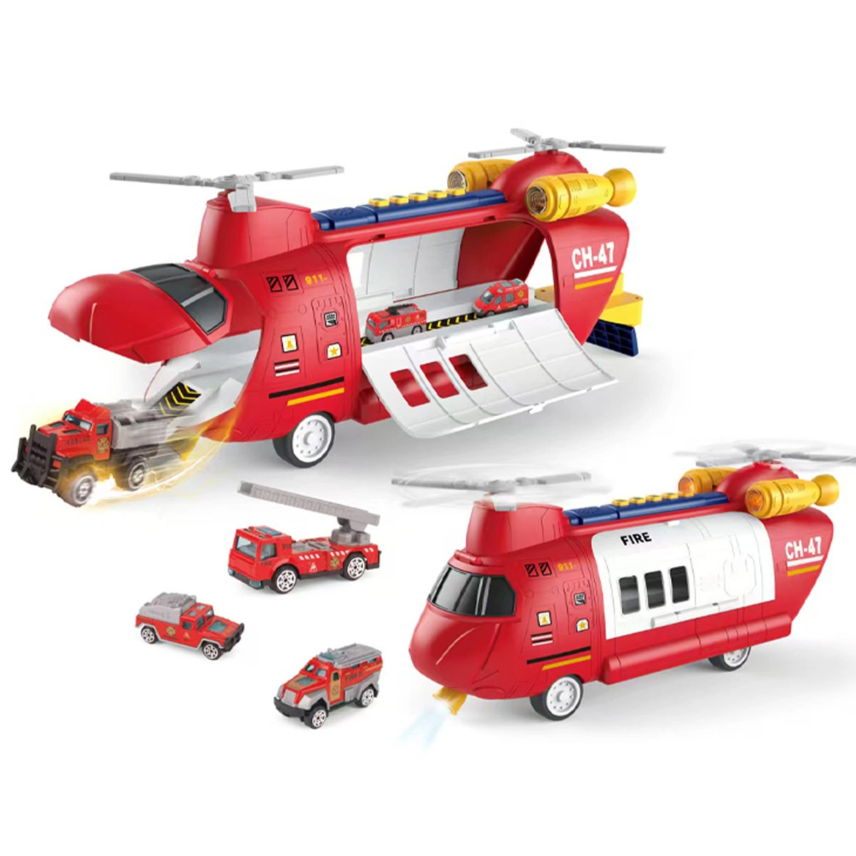 Helikopter Strażacki Transporter Miejski z Metalowymi Resorakami