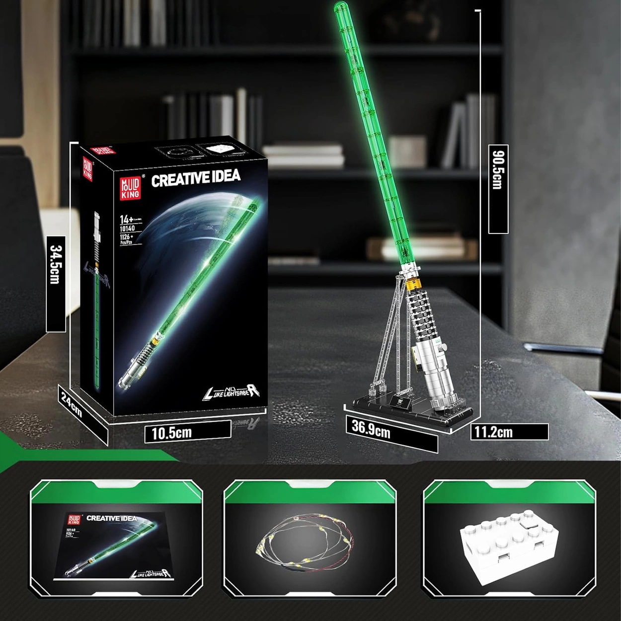 Zielony Miecz Świetlny – Świecący Model Kolekcjonerski z 1089 Elementów