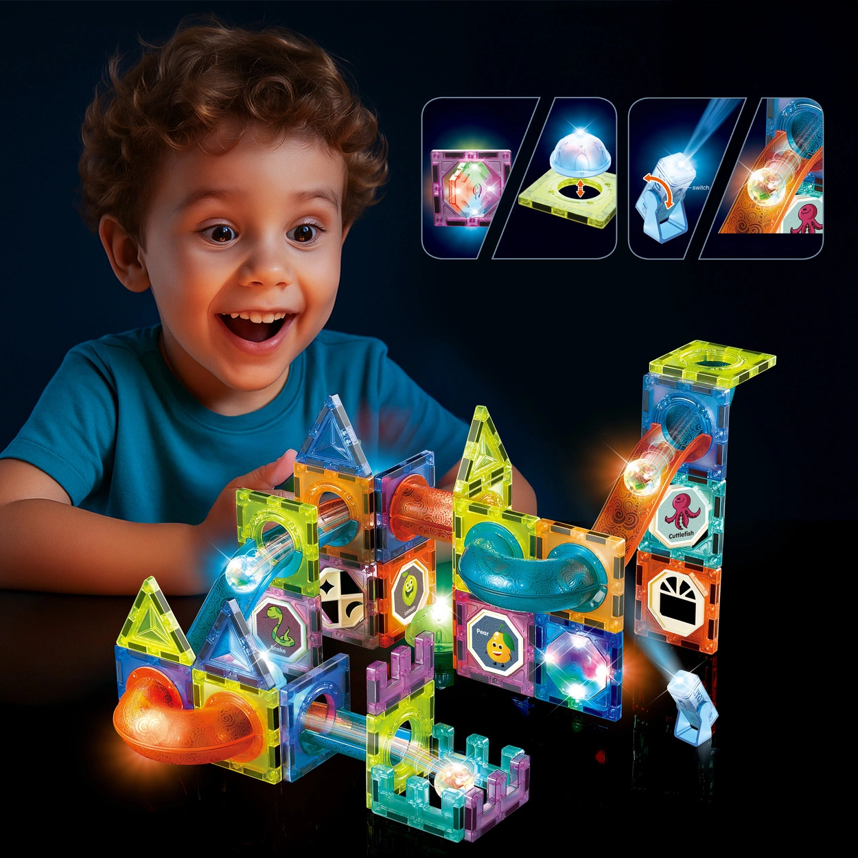 Klocki Magnetyczne - Light Magnetic Blocks 75 elementów