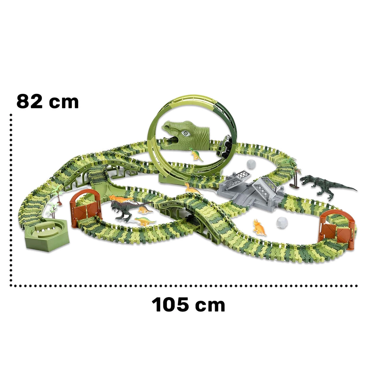 Tor Wyścigowy Mega City Dino Park Zestaw z Autkiem i Tory Dinozaurów T Rex 324 Elementów