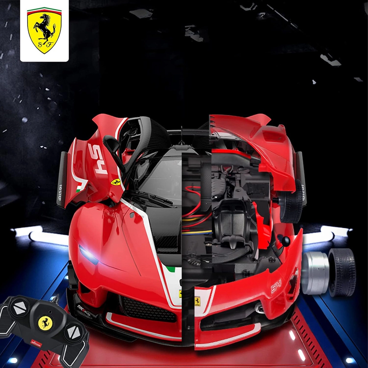 Zdalnie sterowany samochód Ferrari FXXK model do złożenia Rastar 96900 R/C 1:18