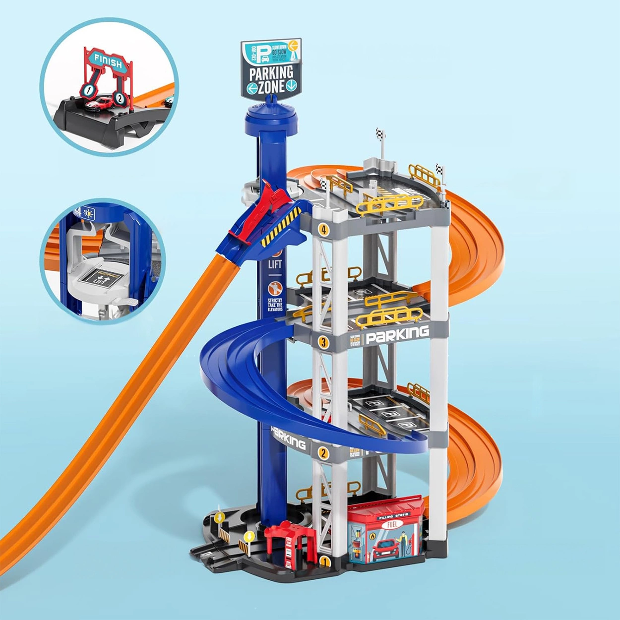 Wielopoziomowy Parking Tor Wyścigowy dla Dzieci Podwójny Tor 8 Samochodów