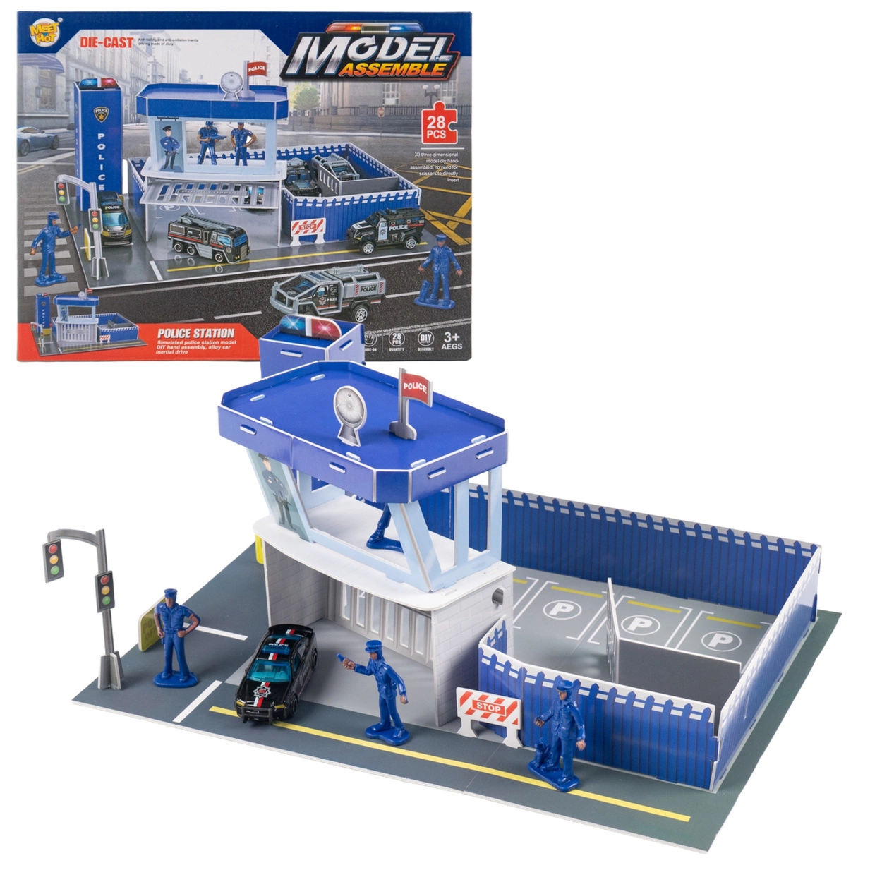 Komisariat Policja Puzzle 3D dla Dzieci z Resorakiem Trójwymiarowa Układanka