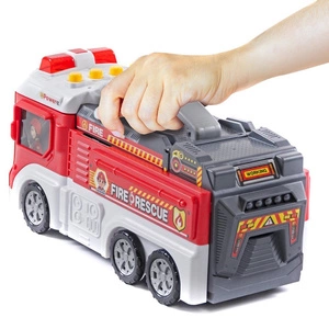 GARAŻ RESORAKI DLA DZIECI WÓZ STRAŻACKI REMIZA 2w1