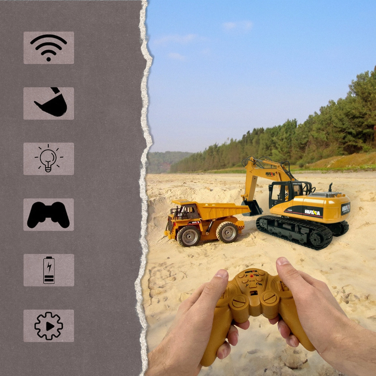 Zdalnie Sterowana Koparka Gąsienicowa RC 3w1