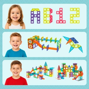 Magnetyczny tor kulkowy kulodrom - Klocki magnetyczne Magic Magnetic Blocks 120 el