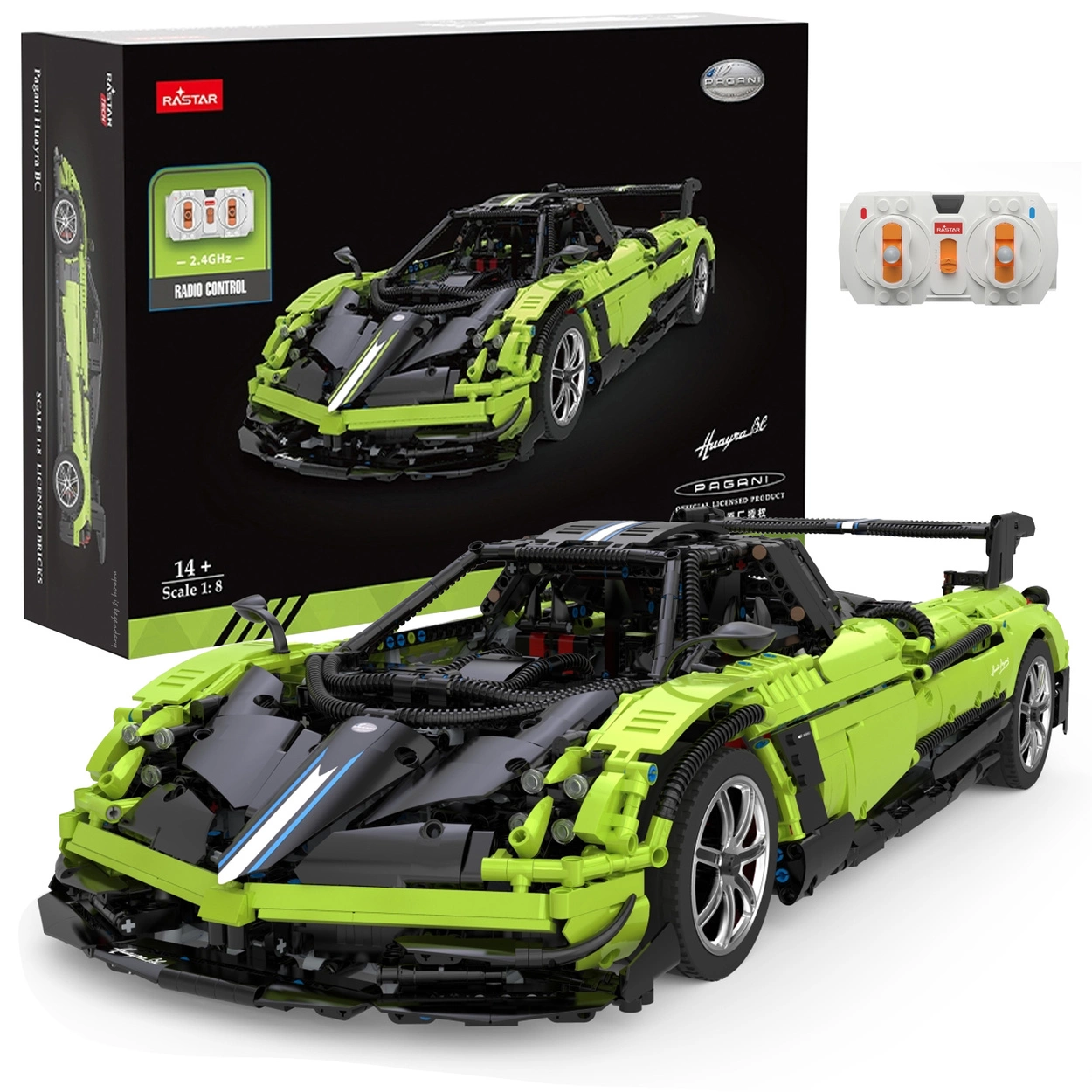 Klocki Konstrukcyjne Rastar Zdalnie Sterowane Pagani Huayra BC Zielony