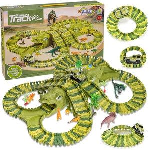 Tor Wyścigowy Mega City Dino Park Zestaw z Autkiem i Tory Dinozaurów T Rex 200 Elementów