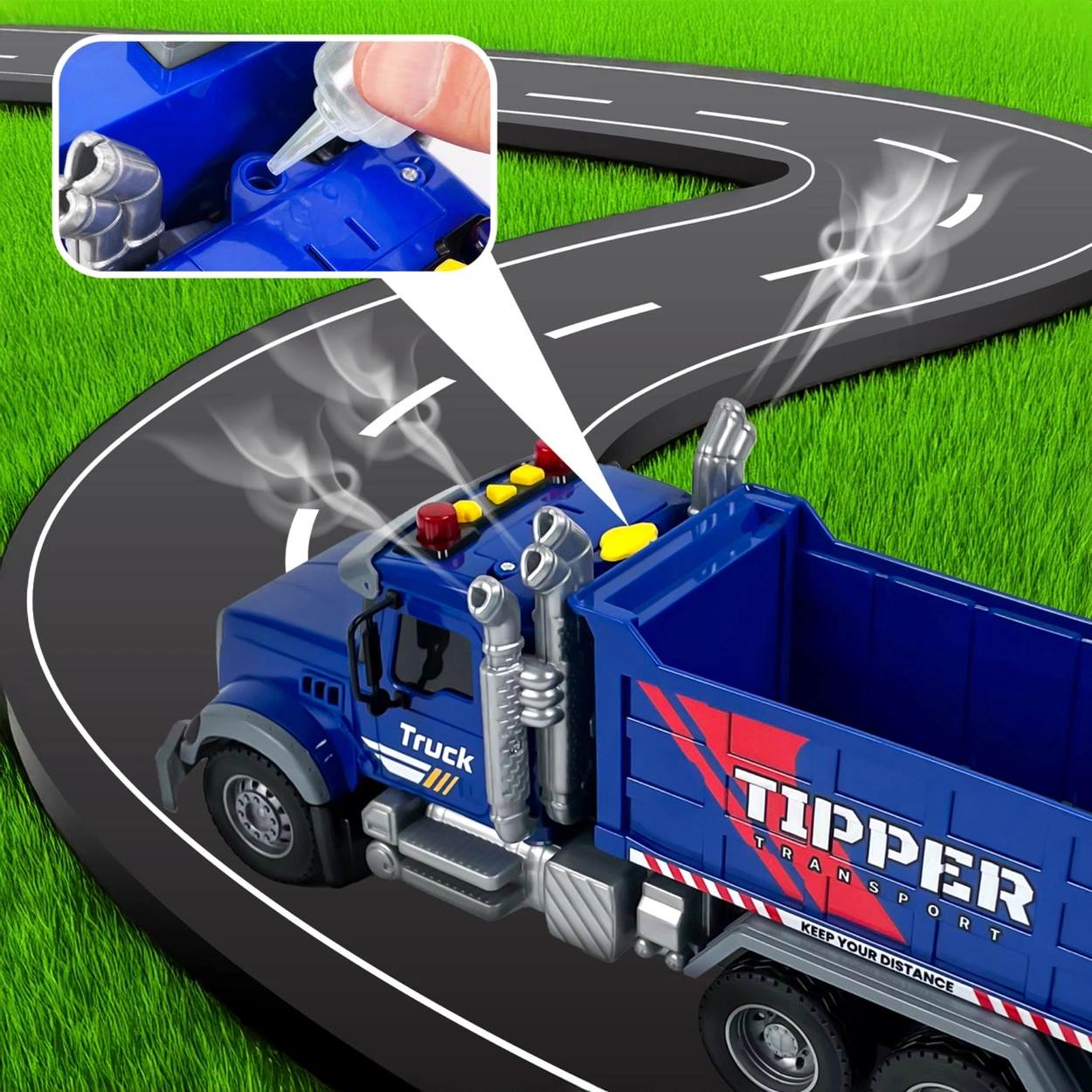 Duży Samochód Wywrotka z EFEKTAMI Dźwięki Światła Dym Ciężarówka Z NAPĘDEM