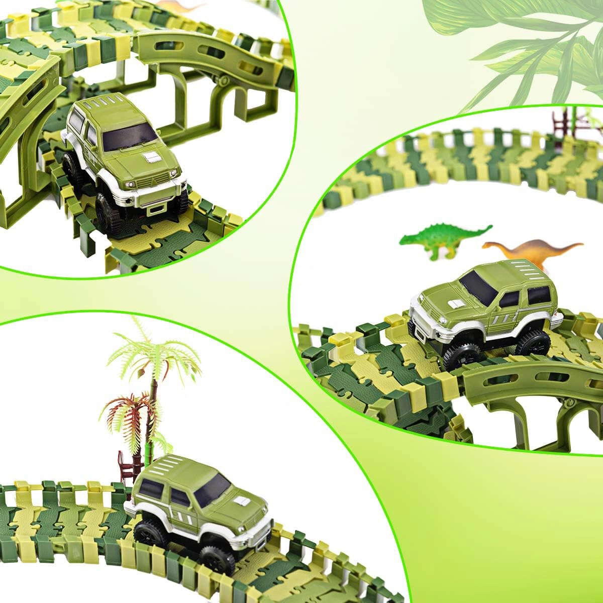 Tor Wyścigowy Mega City Dino Park Zestaw z Autkiem i Tory Dinozaurów T Rex 240 Elementów