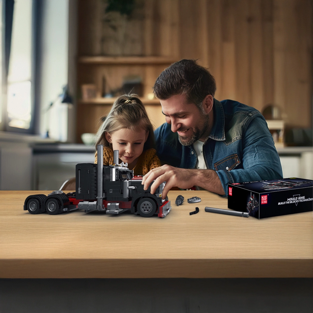 Ciężarówka American Truck Klocki Konstrukcyjne – Czarny Klasyk Szos – 1797 Elementów