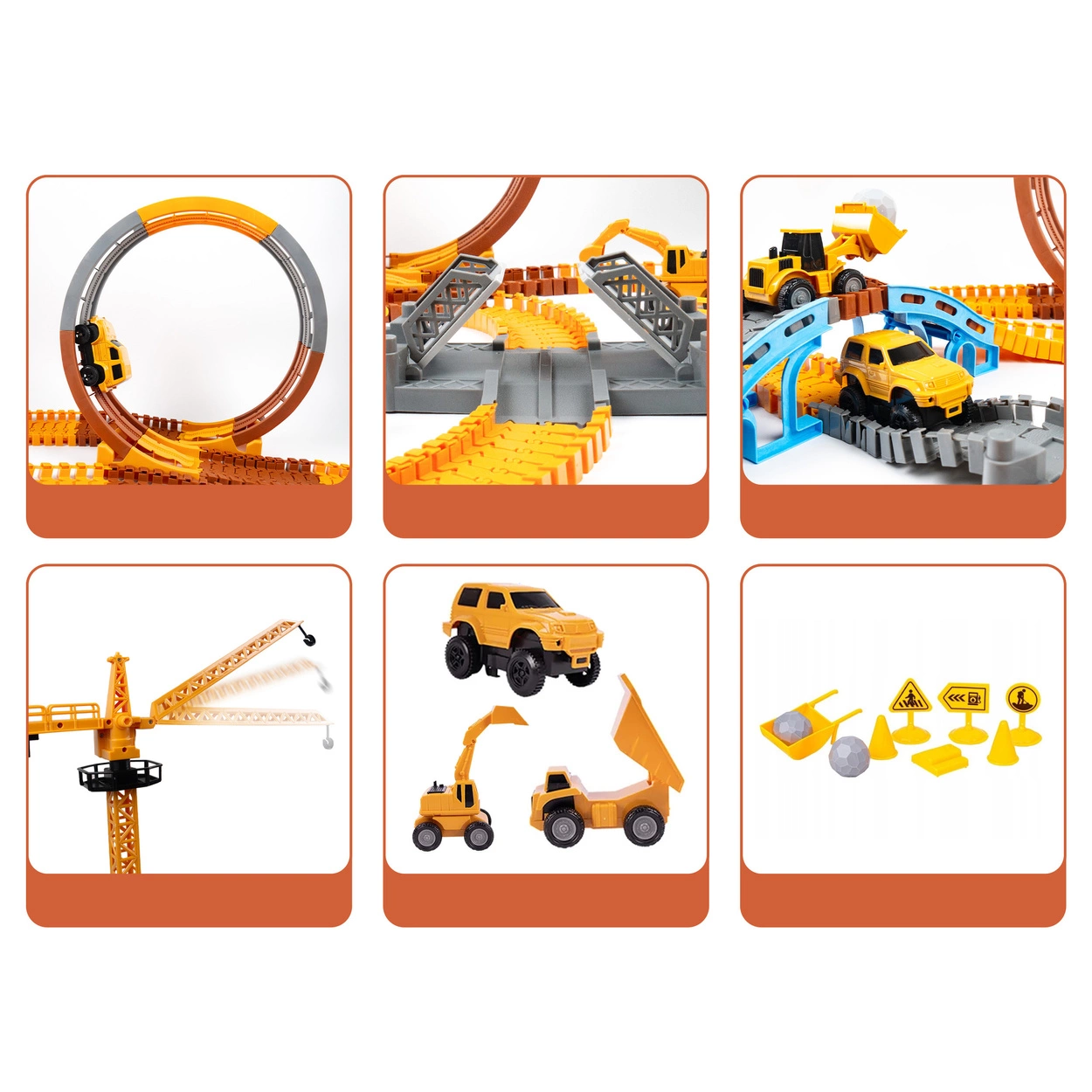 Mega Tor Wyścigowy Interaktywny Zestaw Budowlany Autka 243 Elementów