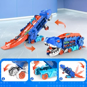 Mega Dinozaur Transporter T-Rex 3w1 Tor Wyścigowy + 2 Resoraki