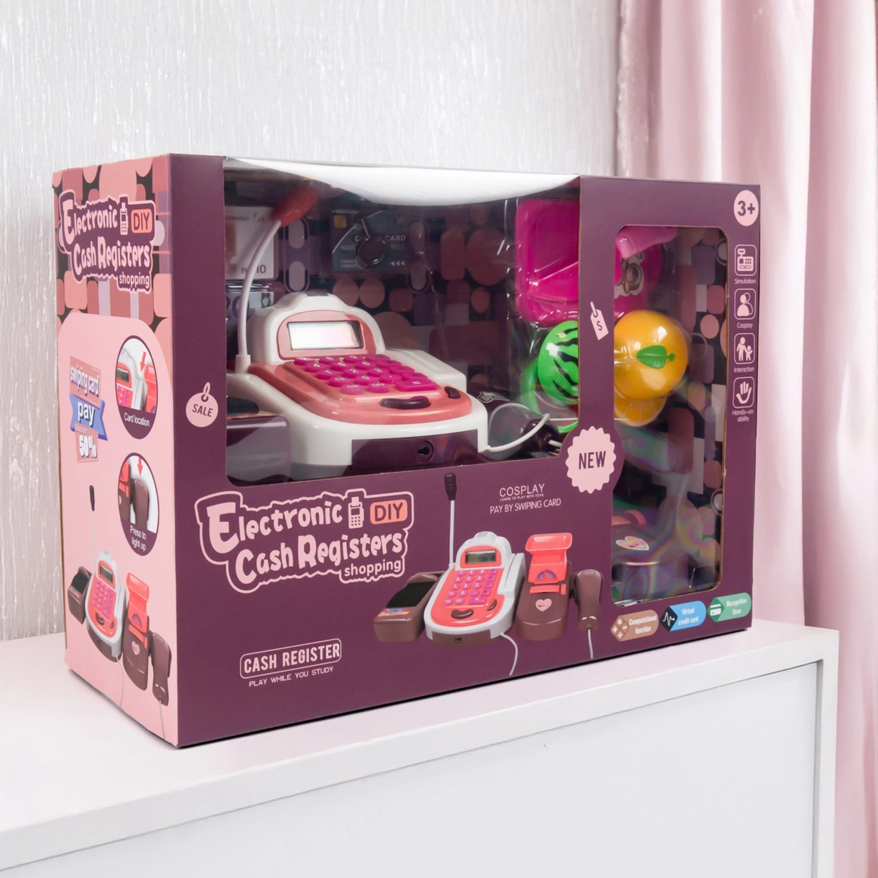 Kasa Fiskalna dla Dzieci z Dźwiękiem Czytnik Kodów Monety Mikrofon Sklepowa