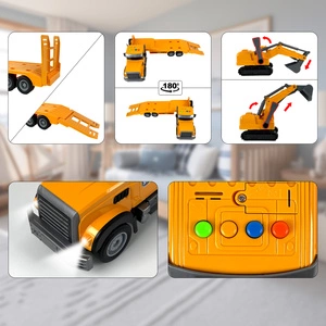 Ciężarówka Transportowa z Koparką żółta