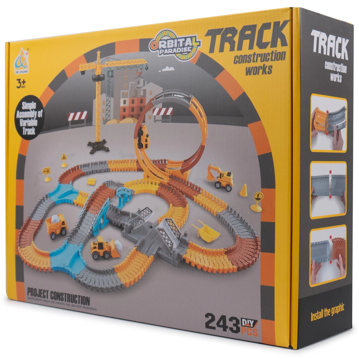 Mega Tor Wyścigowy Interaktywny Zestaw Budowlany Autka 243 Elementów