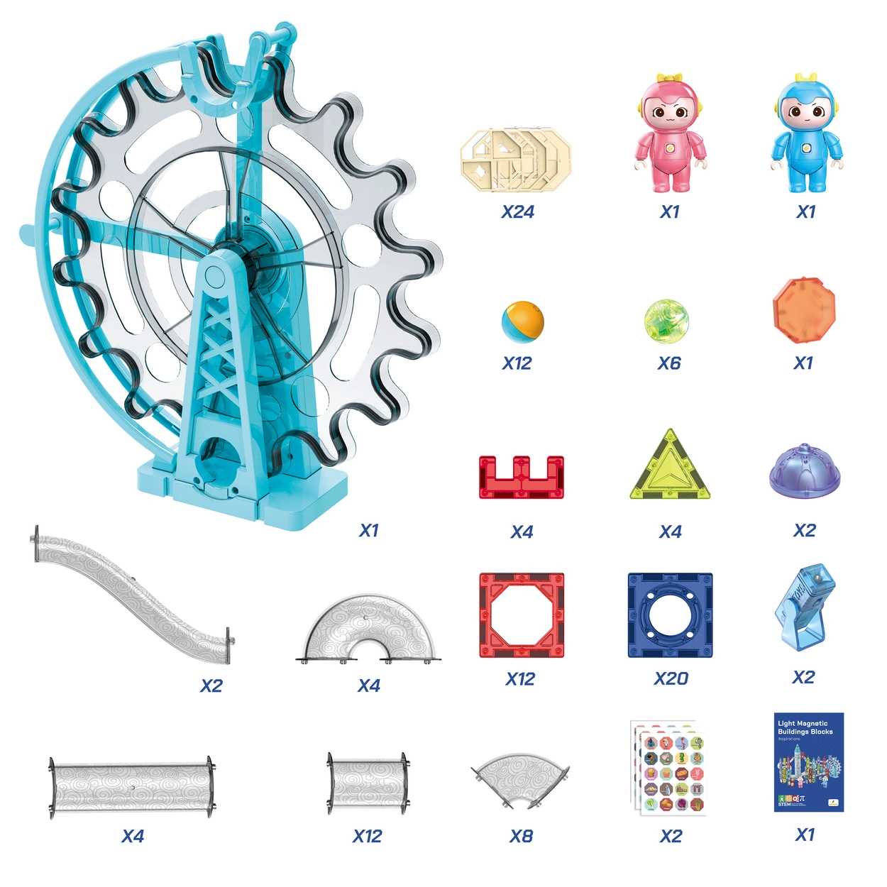 Magnetyczny tor kulkowy kulodrom - Klocki magnetyczne Magic Magnetic Blocks 120 el