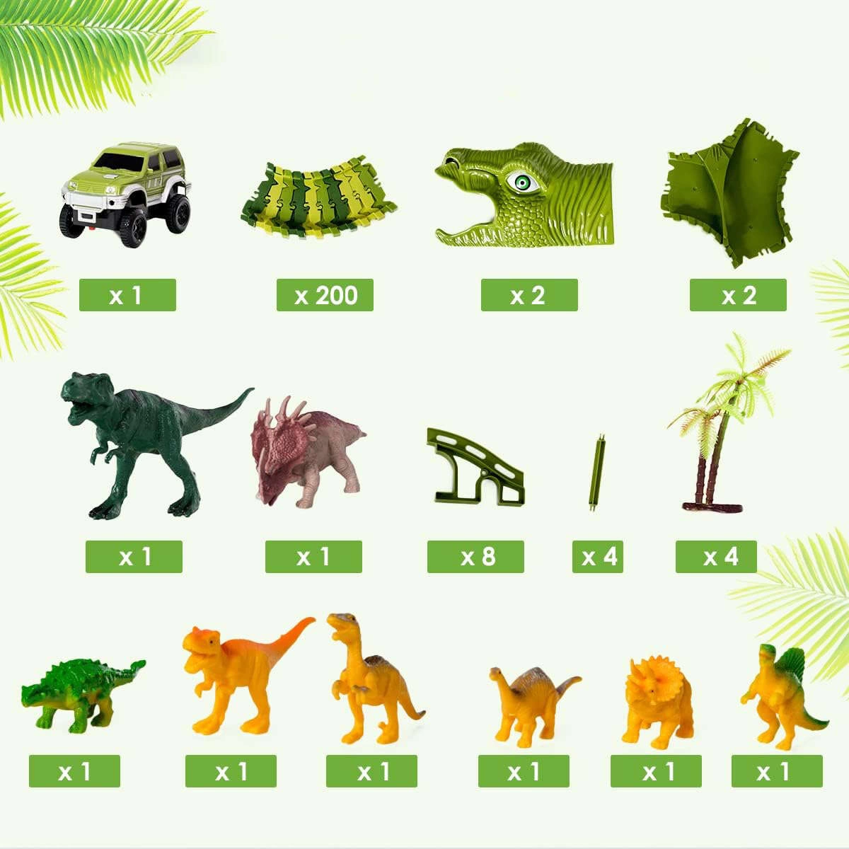 Tor Wyścigowy Mega City Dino Park Zestaw z Autkiem i Tory Dinozaurów T Rex 200 Elementów