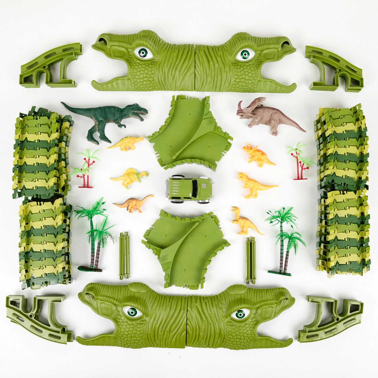 Tor Wyścigowy Mega City Dino Park Zestaw z Autkiem i Tory Dinozaurów T Rex 200 Elementów