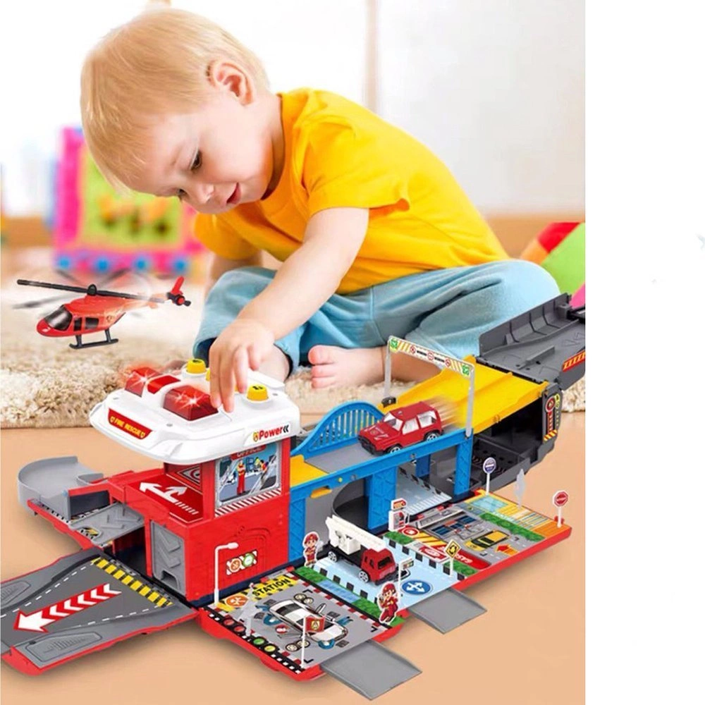 GARAŻ RESORAKI DLA DZIECI WÓZ STRAŻACKI REMIZA 2w1