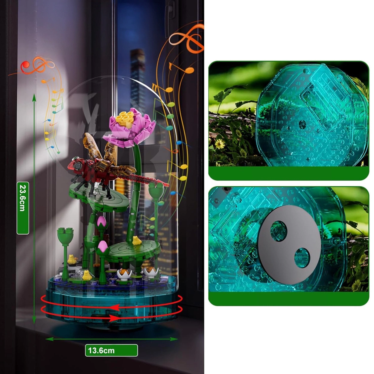 Pozytywka z Ważką 396 Klocków Świecąca Dekoracja