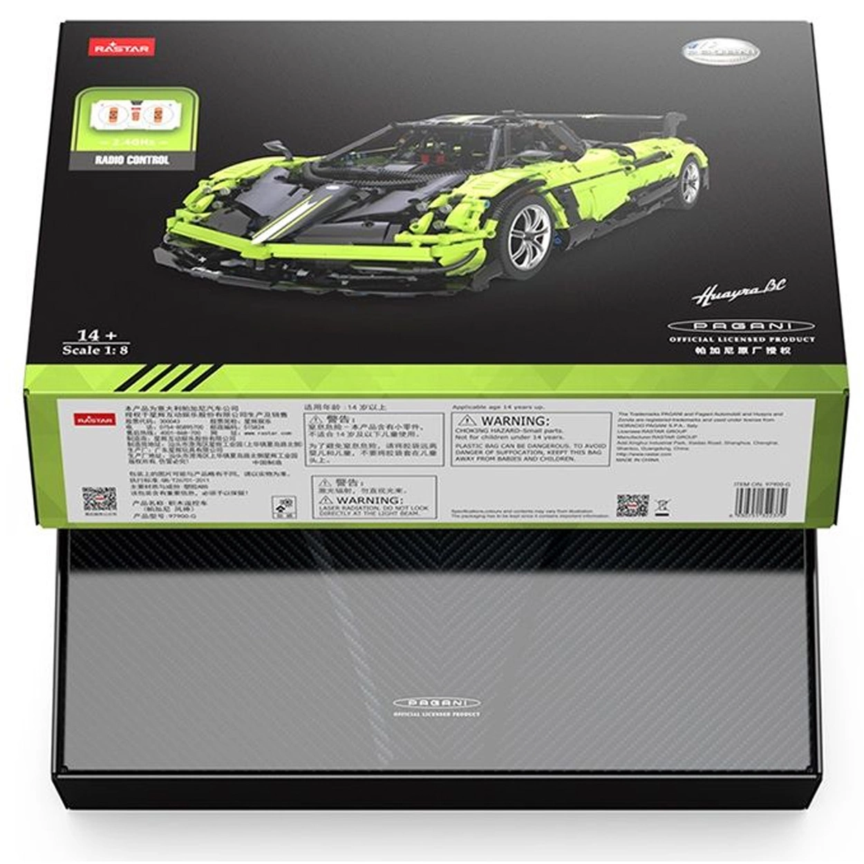 Klocki Konstrukcyjne Rastar Zdalnie Sterowane Pagani Huayra BC Zielony