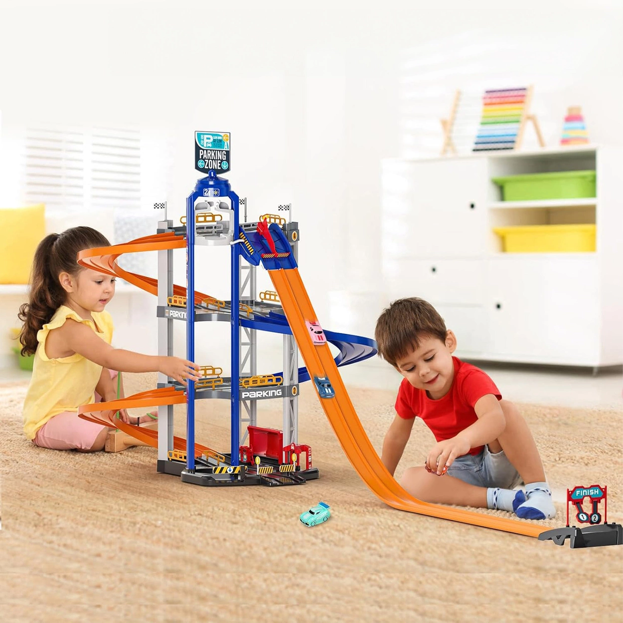 Wielopoziomowy Parking Tor Wyścigowy dla Dzieci Podwójny Tor 8 Samochodów