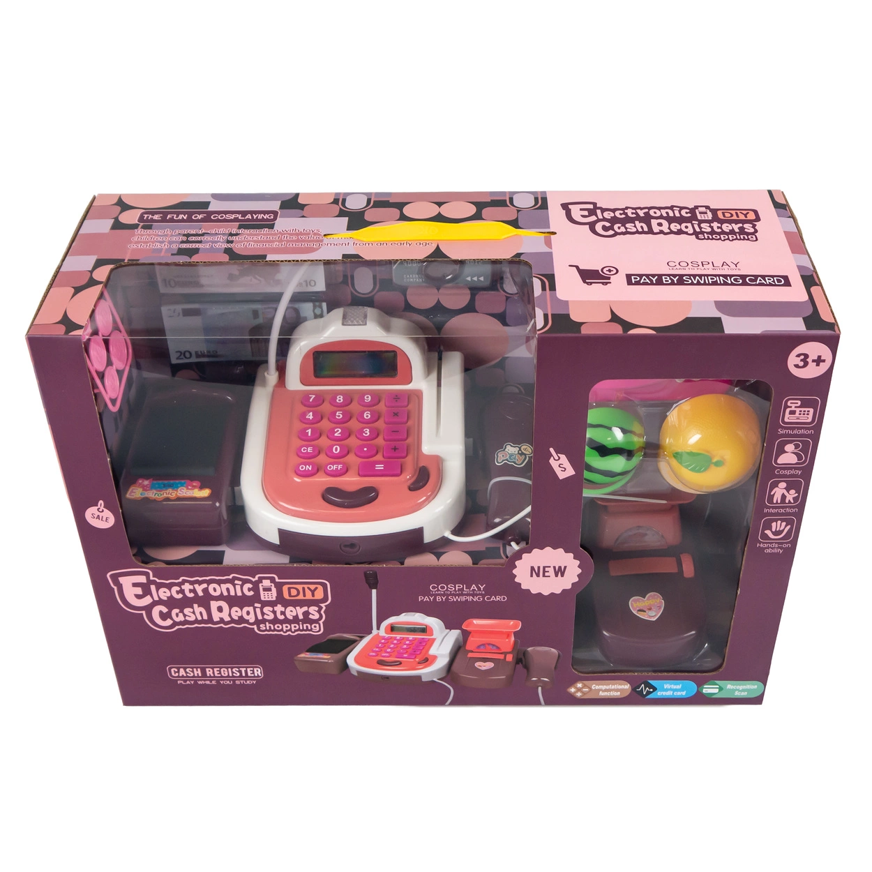 Kasa Fiskalna dla Dzieci z Dźwiękiem Czytnik Kodów Monety Mikrofon Sklepowa