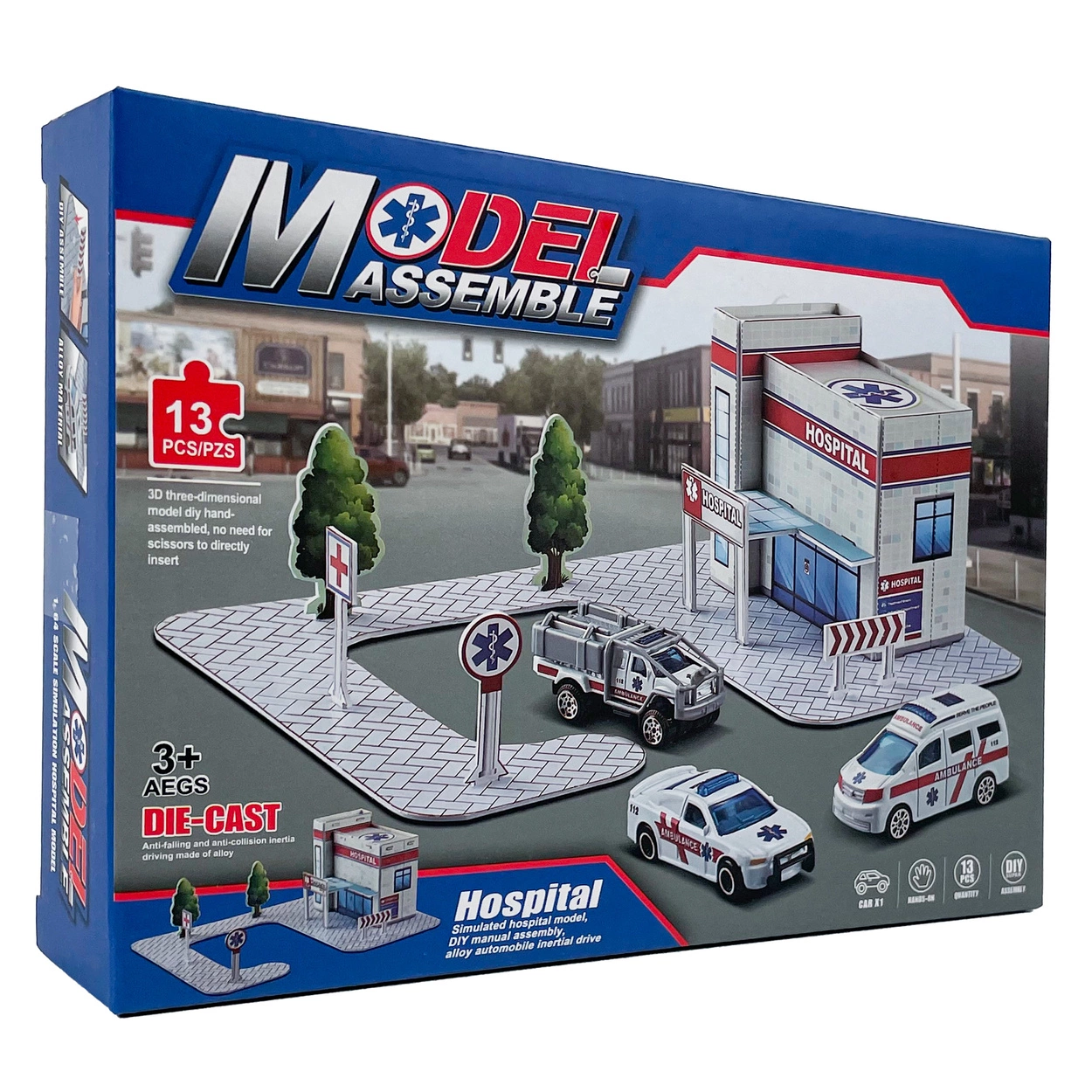 Szpital Pogotowie Puzzle 3D dla Dzieci z Resorakiem Trójwymiarowa Układanka