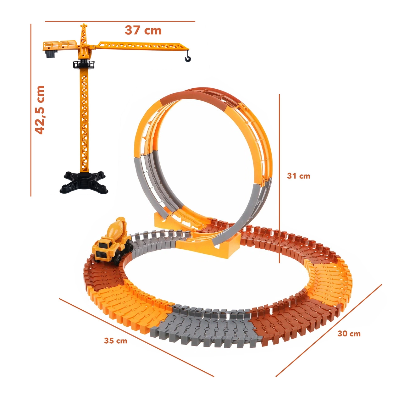 Mega Tor Wyścigowy Interaktywny Zestaw Budowlany Autka 80 Elementów