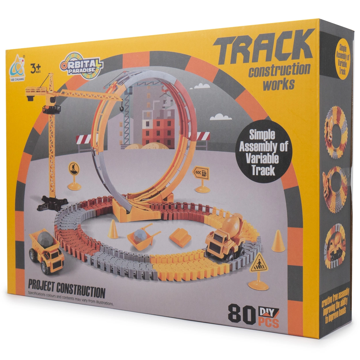 Mega Tor Wyścigowy Interaktywny Zestaw Budowlany Autka 80 Elementów