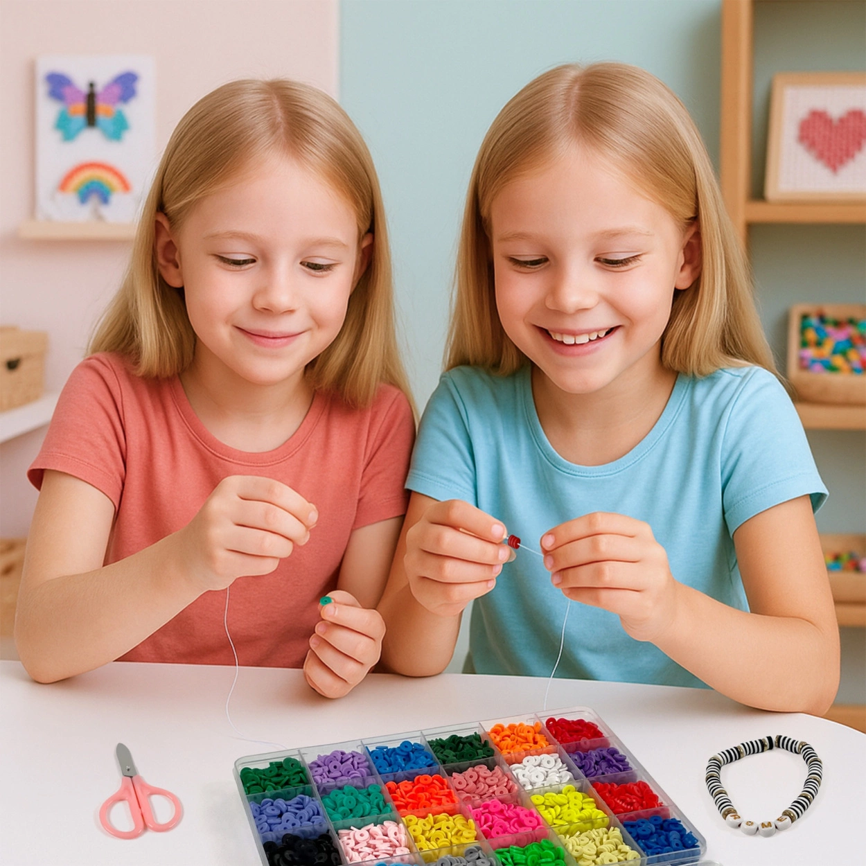 Koraliki Płaskie do Robienia Bransoletek Biżuterii Naszyjników Zestaw