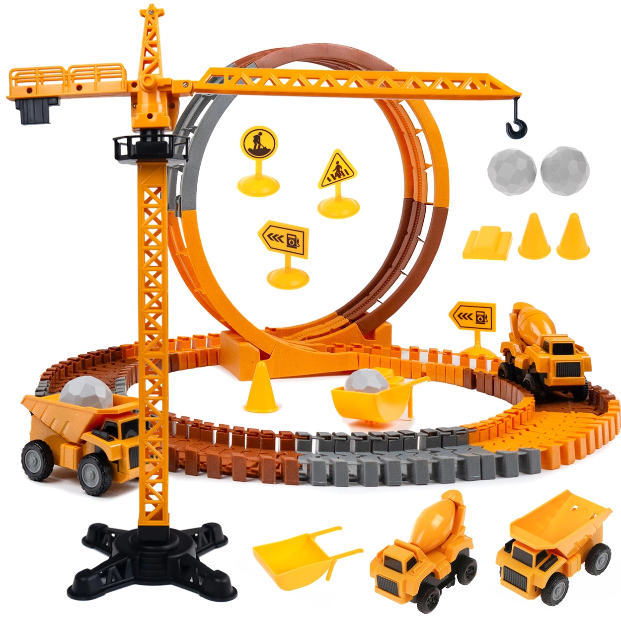 Mega Tor Wyścigowy Interaktywny Zestaw Budowlany Autka 80 Elementów