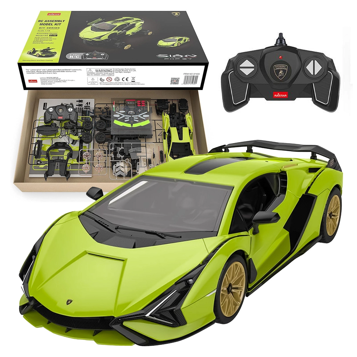 Zdalnie sterowany samochód Lamborghini Sian RC 1:18 do złożenia RASTAR 97400