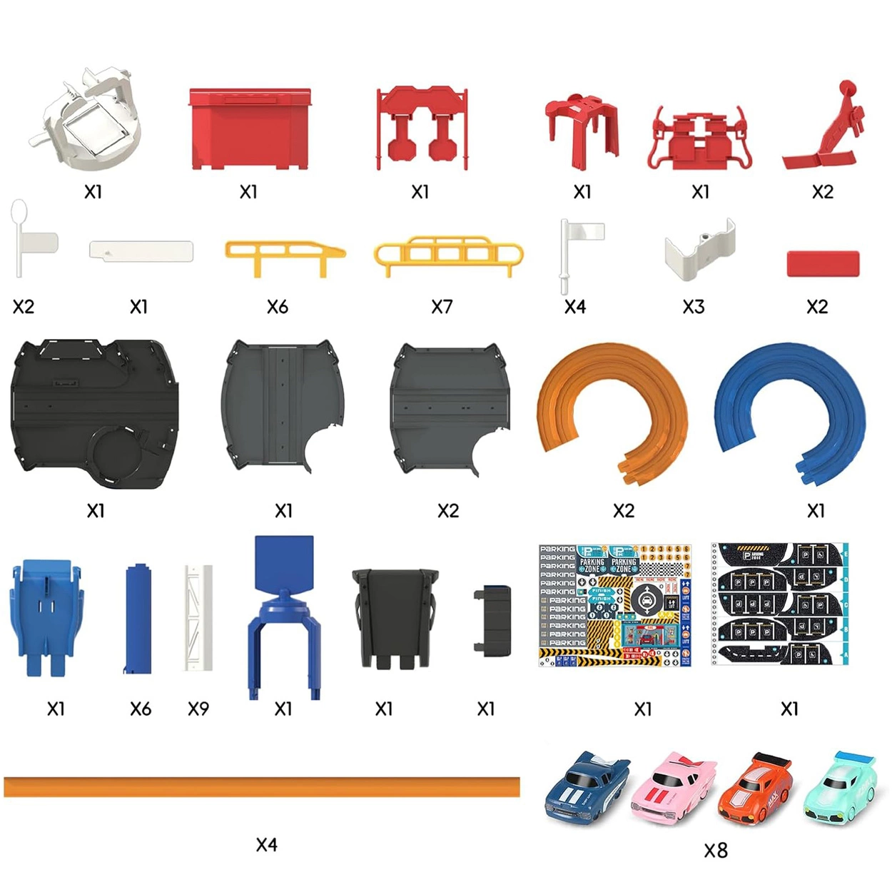 Wielopoziomowy Parking Tor Wyścigowy dla Dzieci Podwójny Tor 8 Samochodów