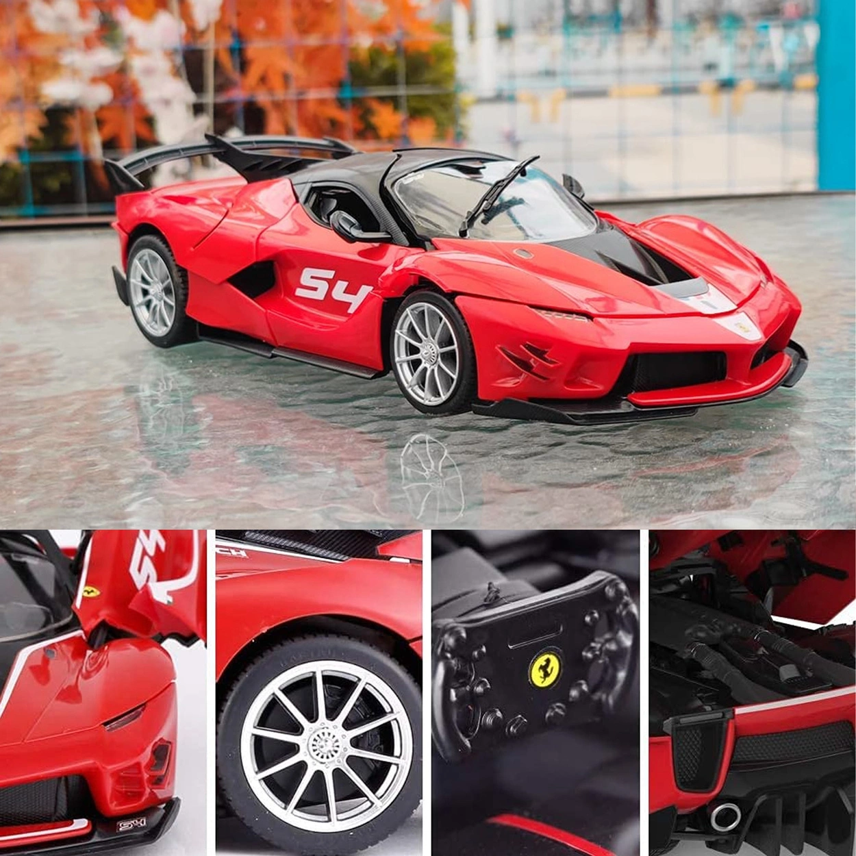 Zdalnie sterowany samochód Ferrari FXXK model do złożenia Rastar 96900 R/C 1:18