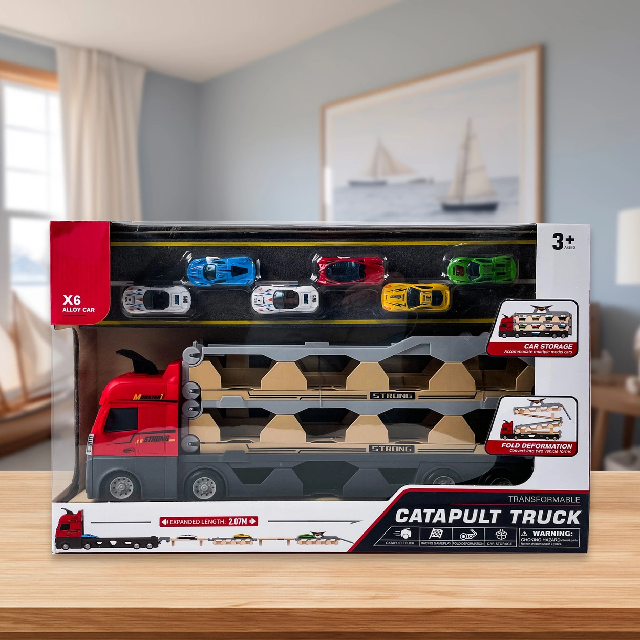 Ciężarówka Katapultowa Transporter Laweta 207cm + 6 Resoraków