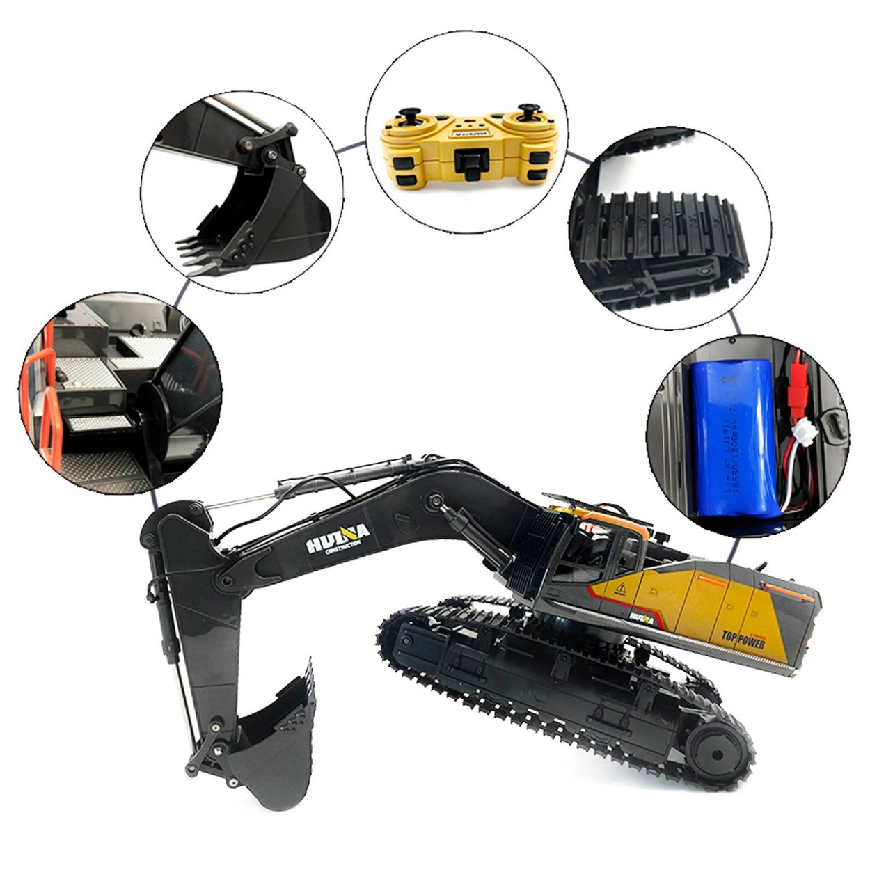 Duża Zdalnie Sterowana Koparka Gąsienicowa RC 1592 Metal