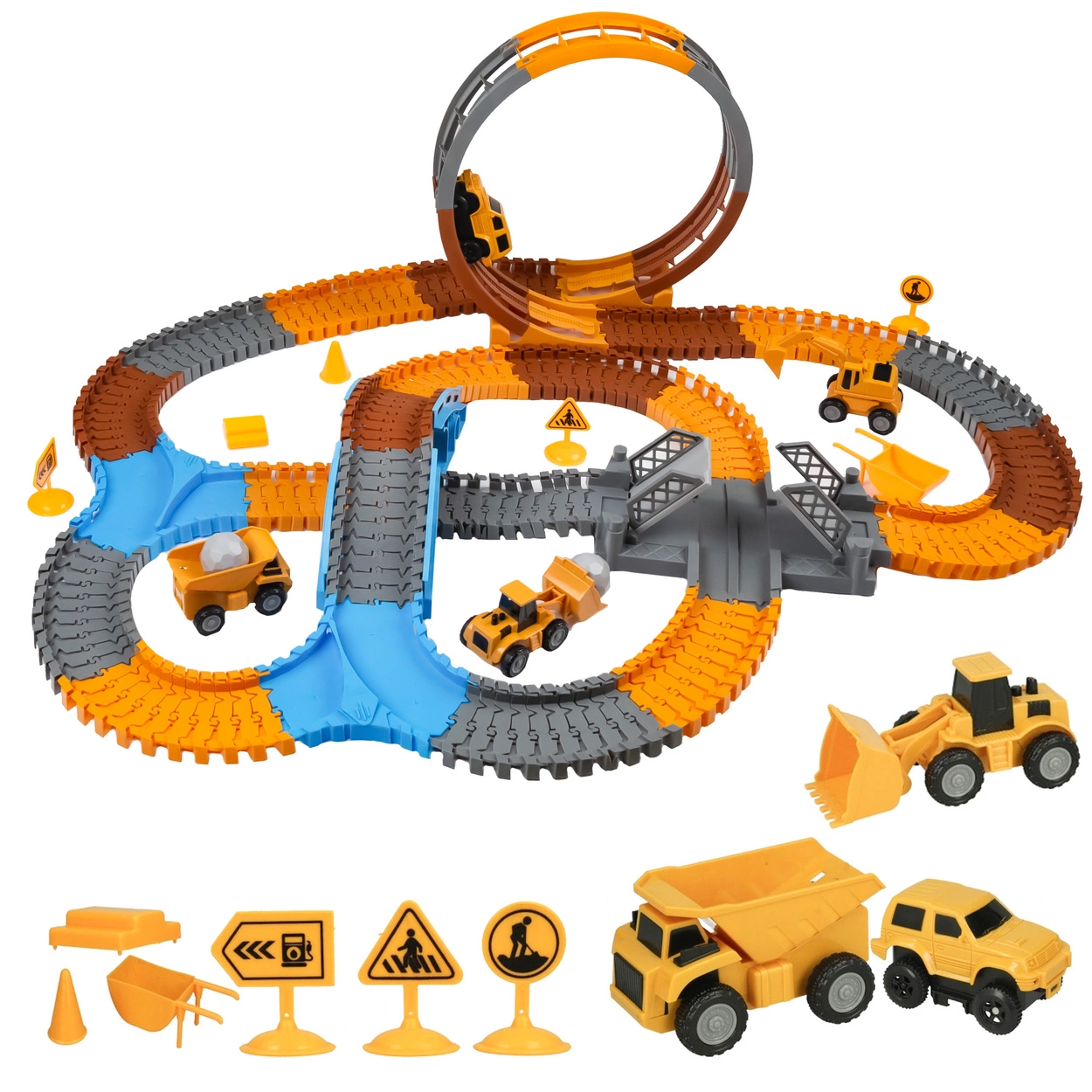 Mega Tor Wyścigowy Interaktywny Zestaw Budowlany Autka 243 Elementów