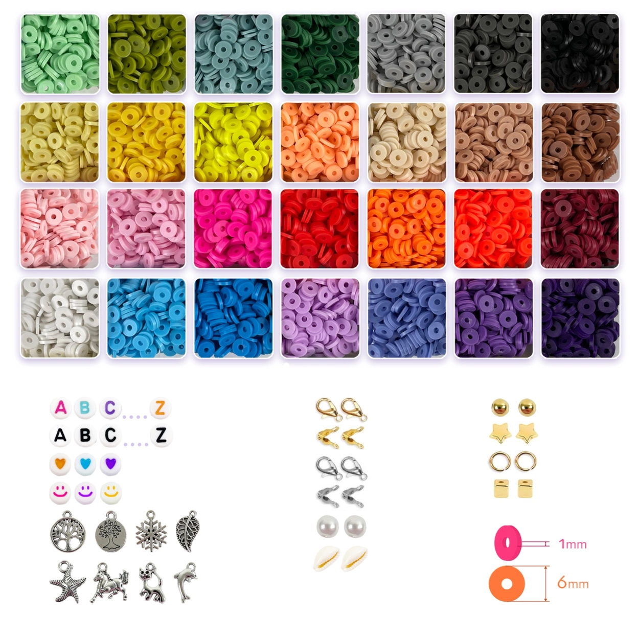 Koraliki Płaskie do Robienia Bransoletek Biżuterii Literki Zestaw