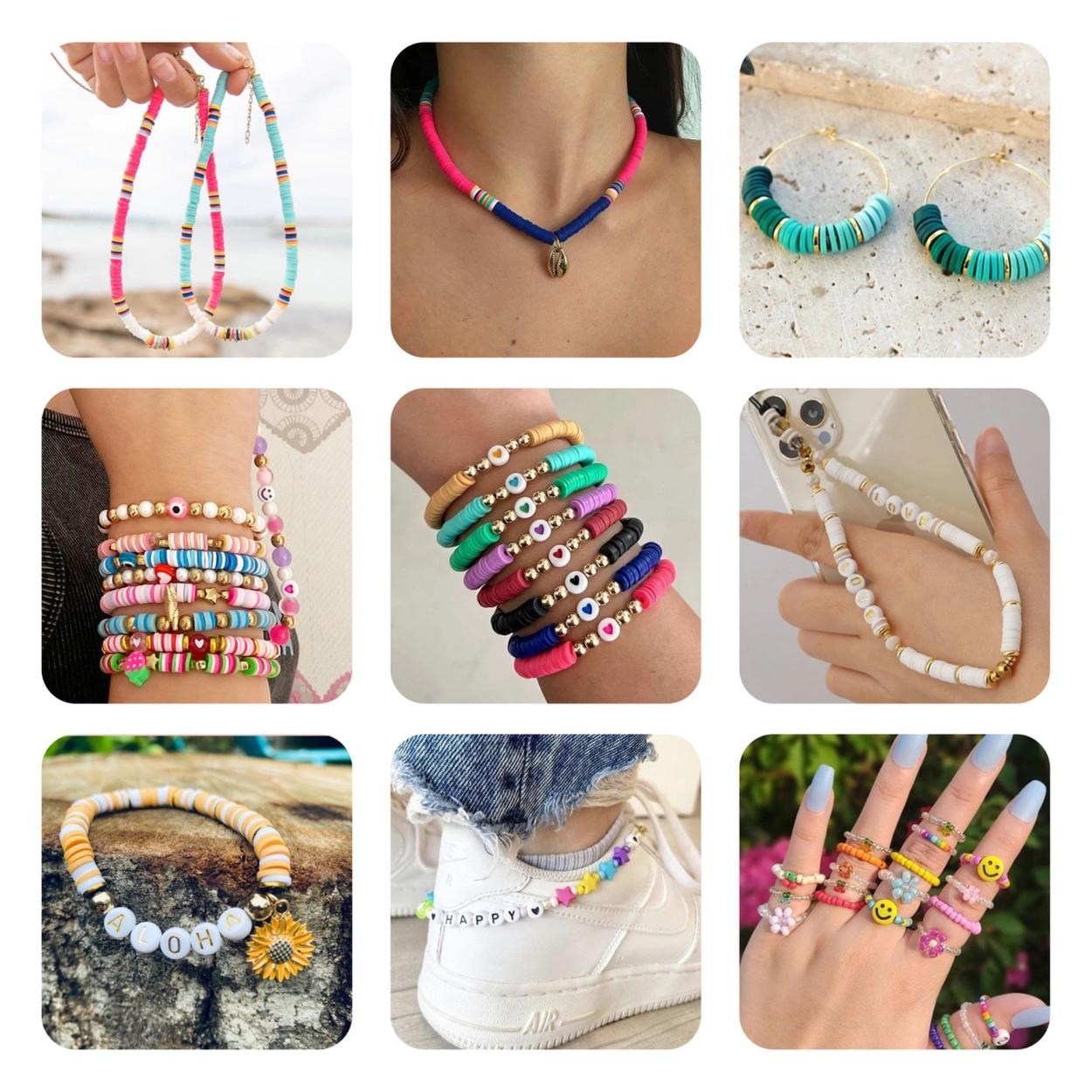 Koraliki Płaskie do Robienia Bransoletek Biżuterii Literki Zestaw