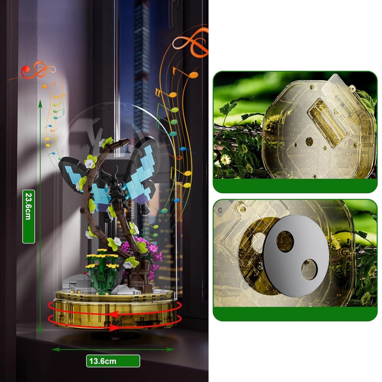 Pozytywka z Motylem 432 Klocki Świecąca Dekoracja