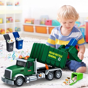 Samochód Ciężarówka Śmieciarka z Koszami Efekty Napęd